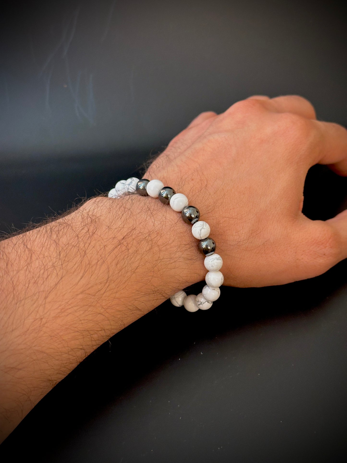 Natural Howlite Gemstone Bracelet for Him: Embrace Calm and Clarity( Old Design)