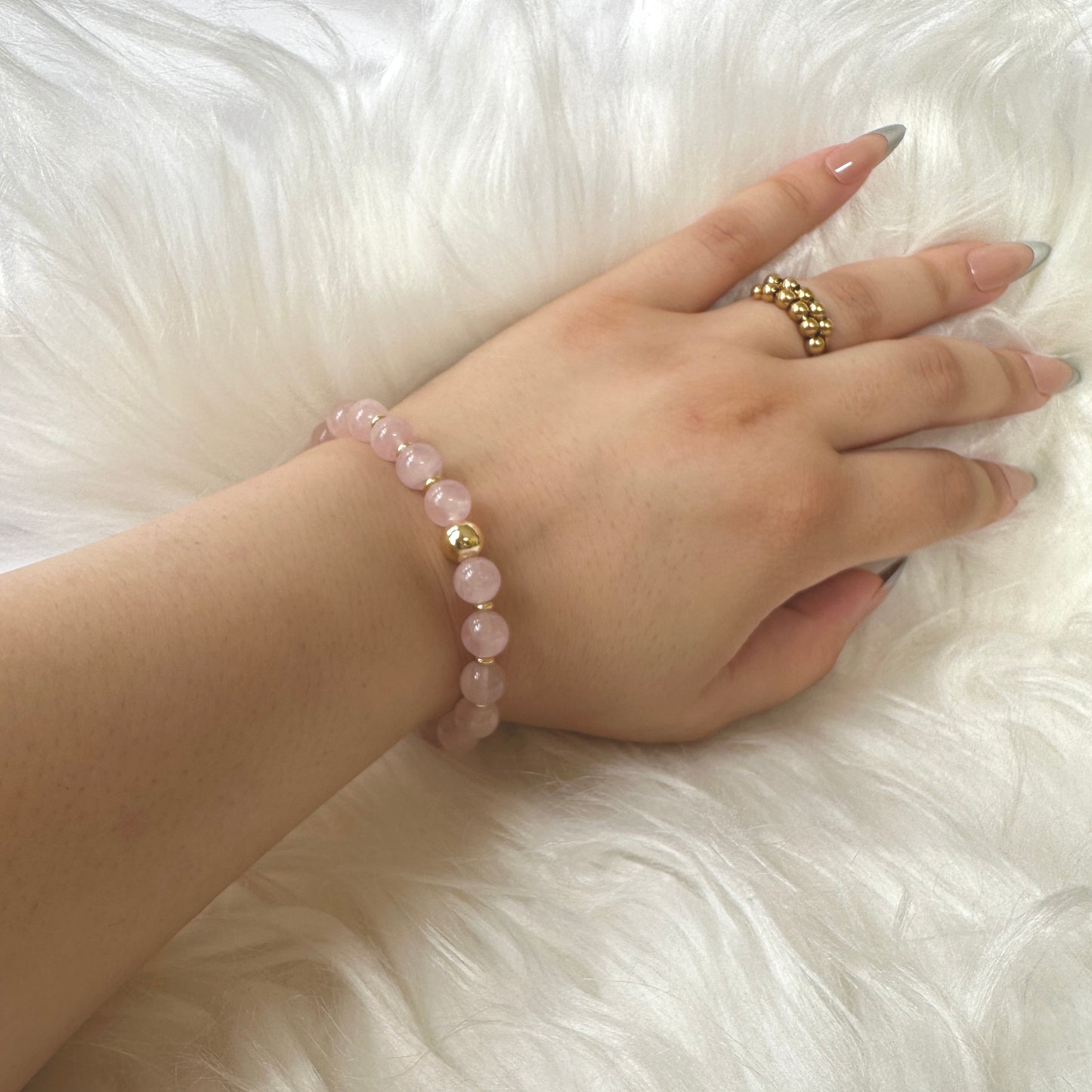 Luxury Natural Rose Quartz Bracelet with premium gemstones, symbolizing love, harmony, and emotional healing.