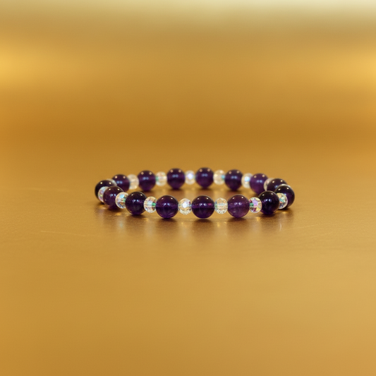 Amethyst and Crystal Bead Bracelet
