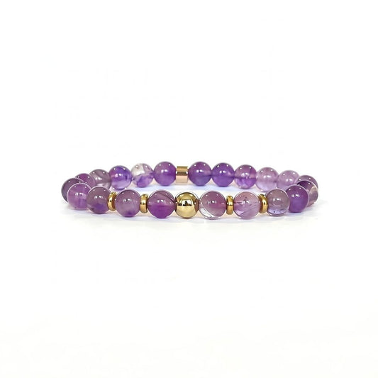 Natural Lavender Amethyst bracelet with genuine crystal beads