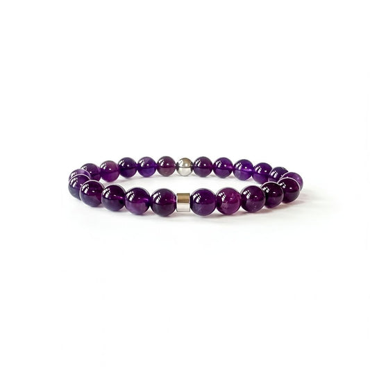 Natural Amethyst bracelet for women with purple crystal beads
