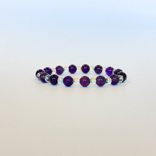 Amethyst and Crystal Bead Bracelet