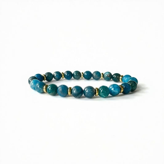 Luxury Natural Apatite Bracelet with vibrant blue gemstones, promoting clarity, creativity, and enhanced communication.