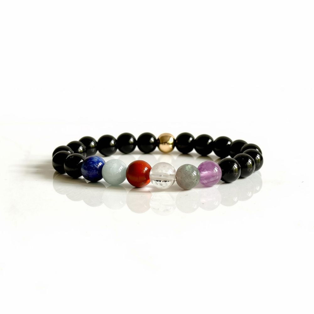 Close up of Aquarius birthstone bracelet