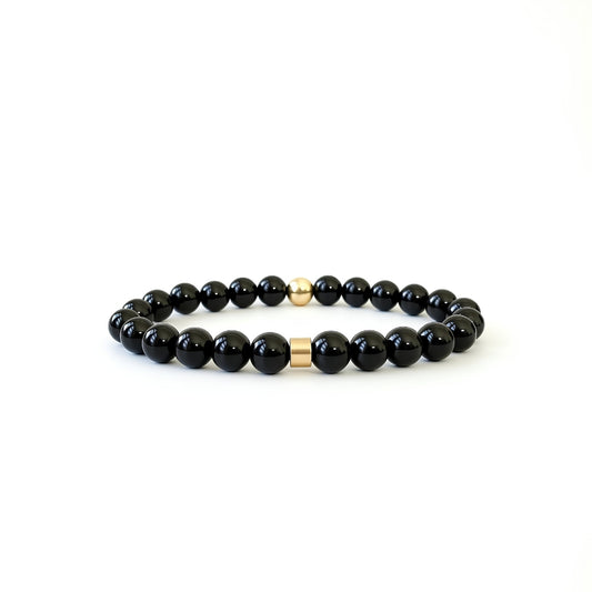 Polished black Onyx crystal bracelet for men