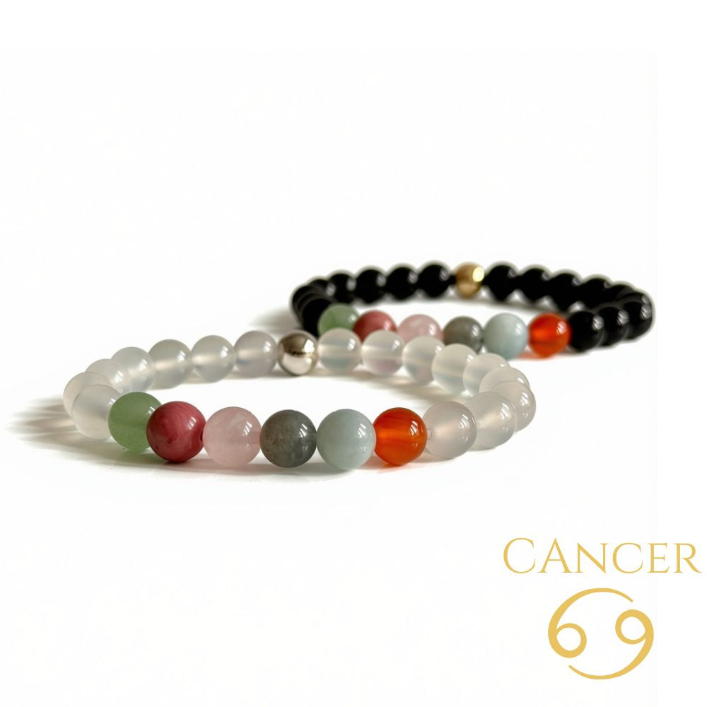 Cancer zodiac bracelet with natural crystal beads