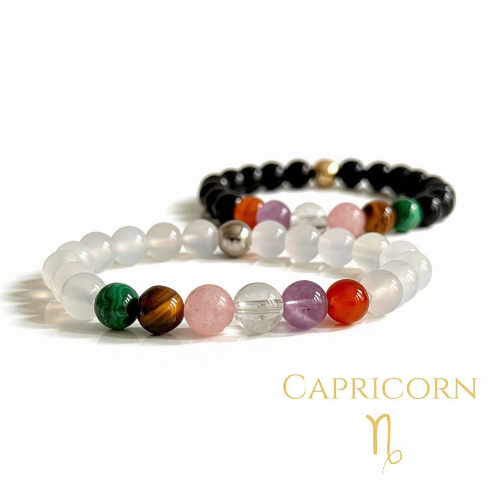 Capricorn zodiac bracelet with natural crystal beads