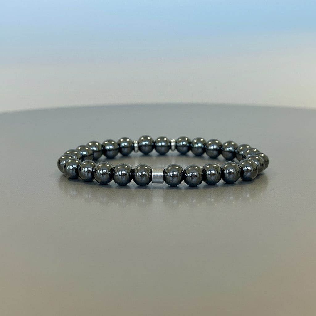 Dark metallic Hematite crystal bracelet