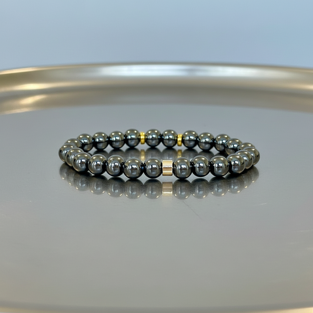 Metallic grey Hematite gemstone bracelet for women