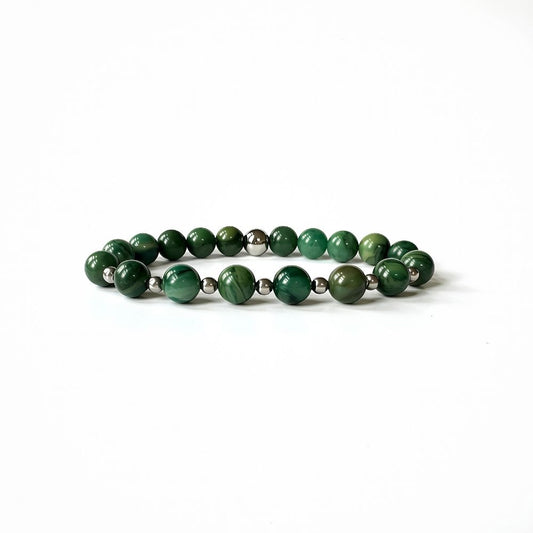 Close-up of natural Jade crystal bracelet