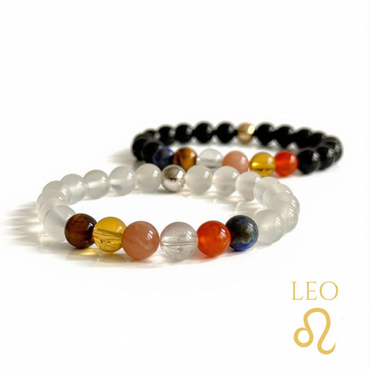 Leo zodiac bracelet with natural crystal beads