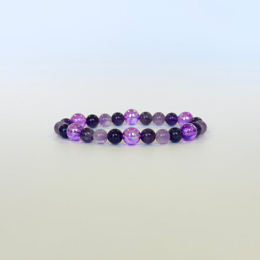 Amethyst crystal bracelet with shimmering purple tones