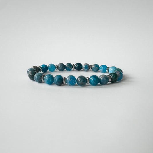 Luxury Natural Apatite Bracelet with vibrant blue gemstones, promoting clarity, creativity, and enhanced communication.