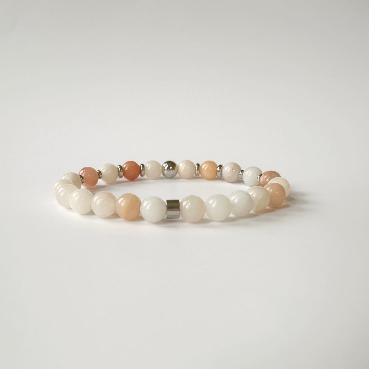 Close-up of natural Pink Aventurine crystal bracelet
