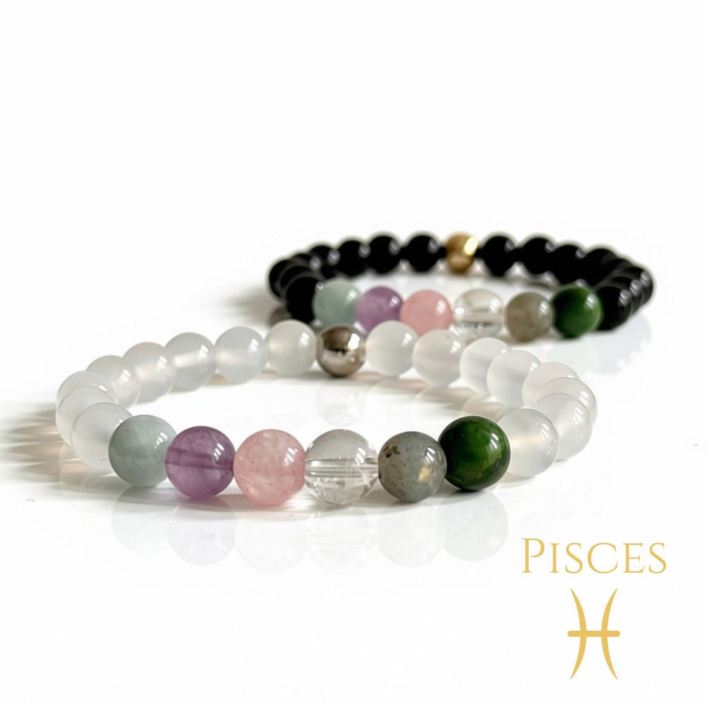 Pisces zodiac bracelet made with natural crystal beads