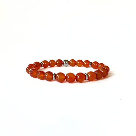 Close-up of natural Carnelian crystal bracelet