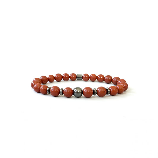 Natural Red Jasper bracelet for men with red gemstone beads