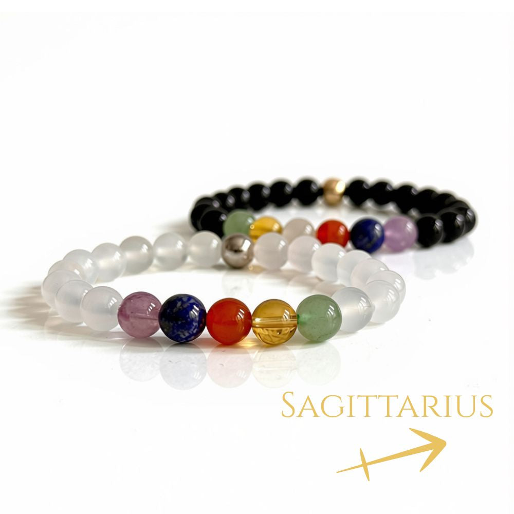 Sagittarius zodiac bracelet with natural crystal beads