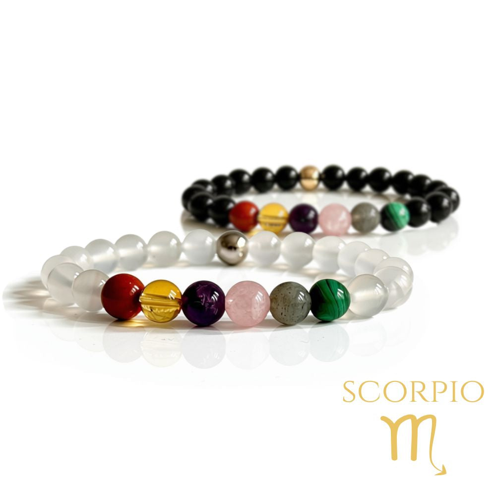 Scorpio zodiac bracelet with natural crystal beads