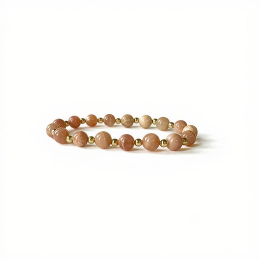 Close-up of natural Sunstone crystal bracelet