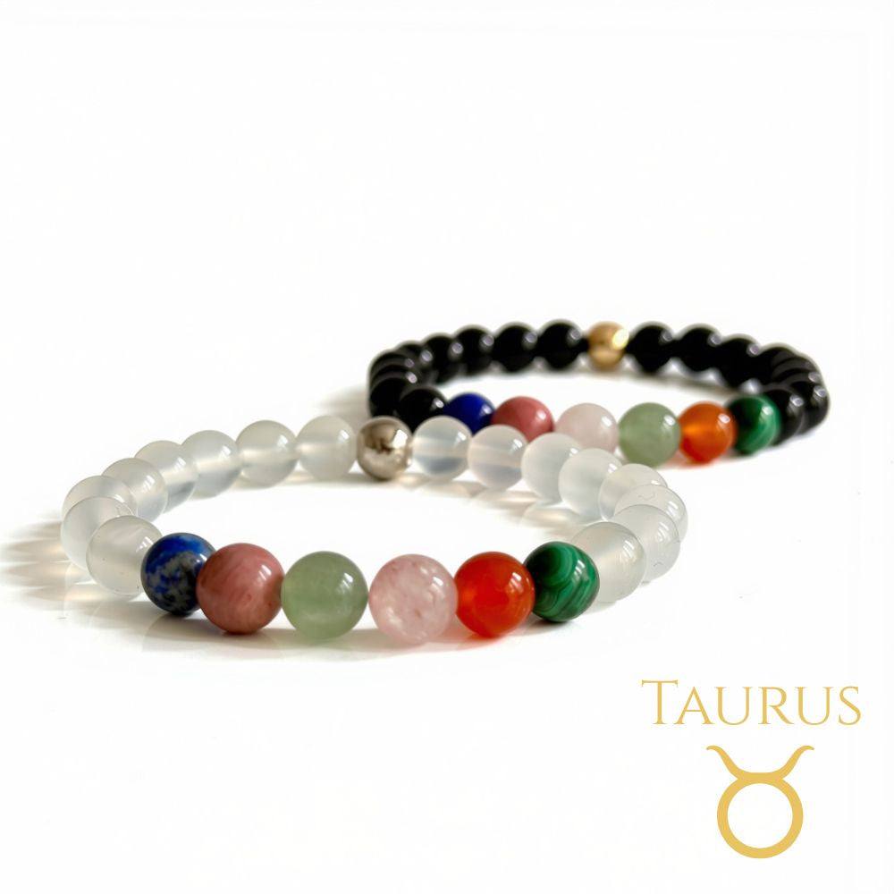 Taurus zodiac bracelet with natural crystal beads