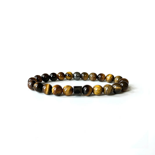 Natural Tiger Eye bracelet for men with golden-brown gemstone beads