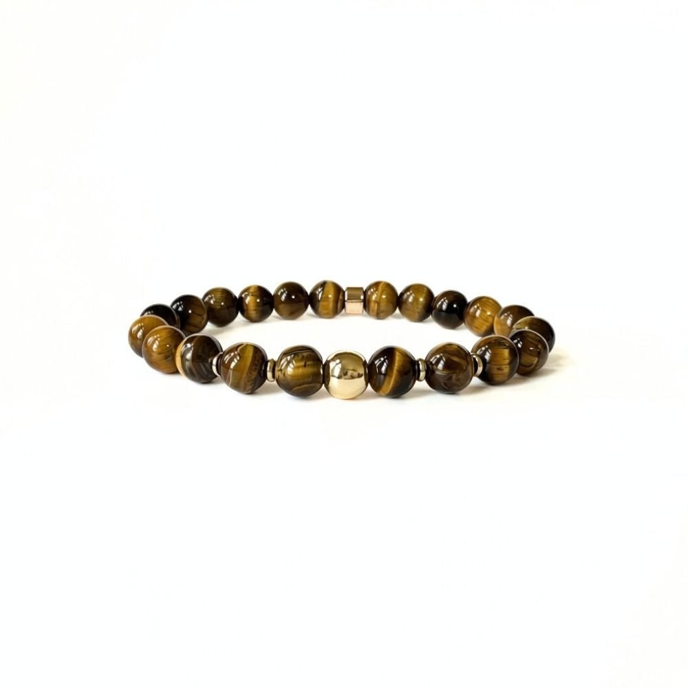 Natural Tiger Eye bracelet for women with golden-brown gemstone beads
