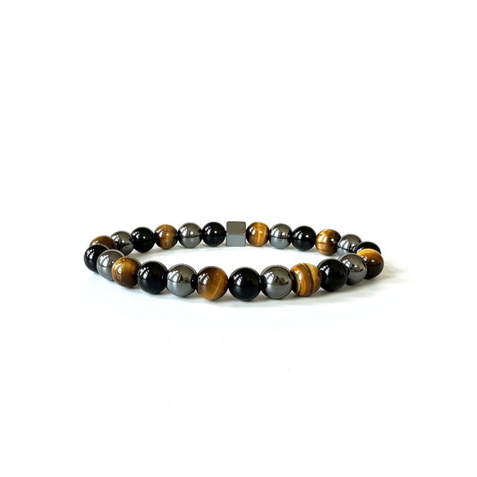 8mm Tiger Eye Black Onyx and Hematite gemstone bracelet for me