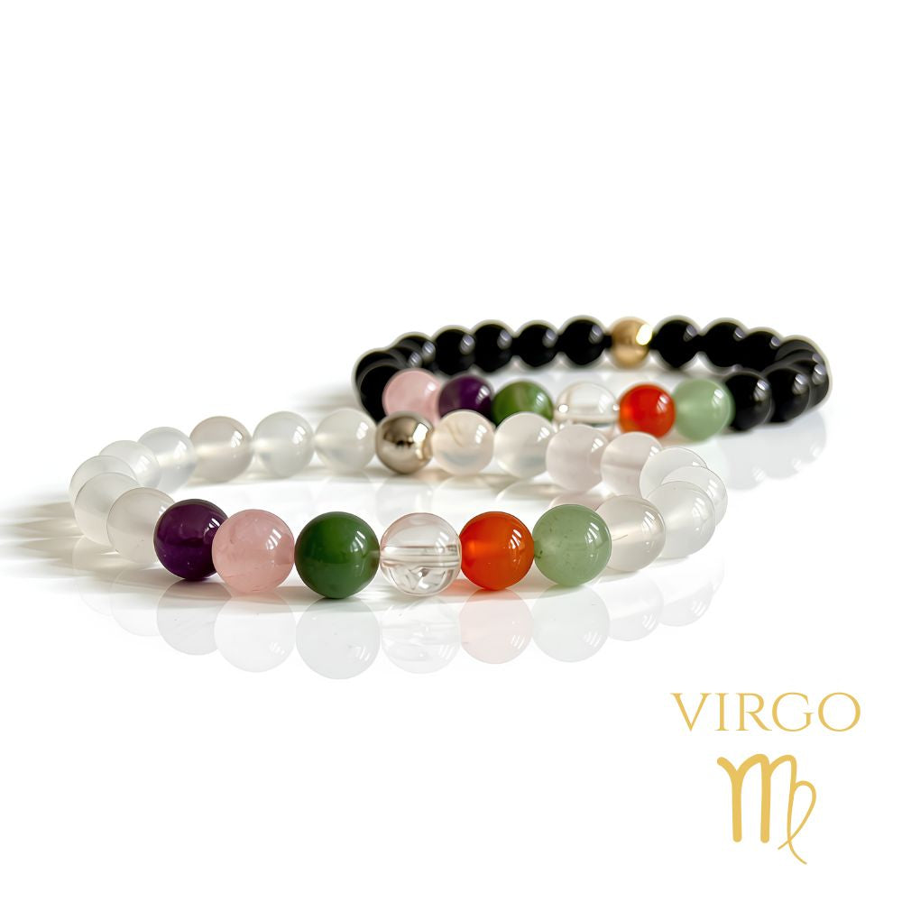 Virgo zodiac bracelet with natural crystal beads