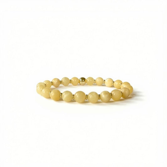 Natural Yellow Topaz bracelet for women with golden gemstone beads
