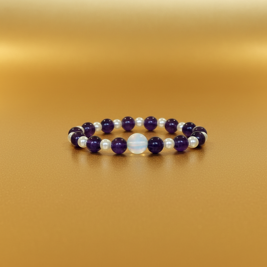 Pearl and Amethyst Gemstone Bracelet
