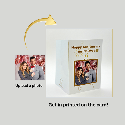 Front view of the Samestic VIP Anniversary Card, showcasing an elegant and romantic design for celebrating love.