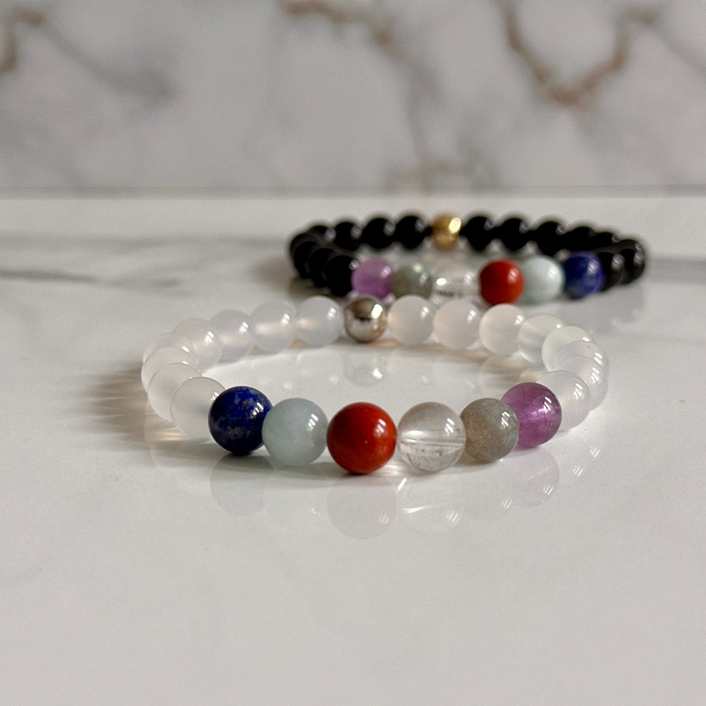 Aquarius zodiac bracelet with natural crystal beads