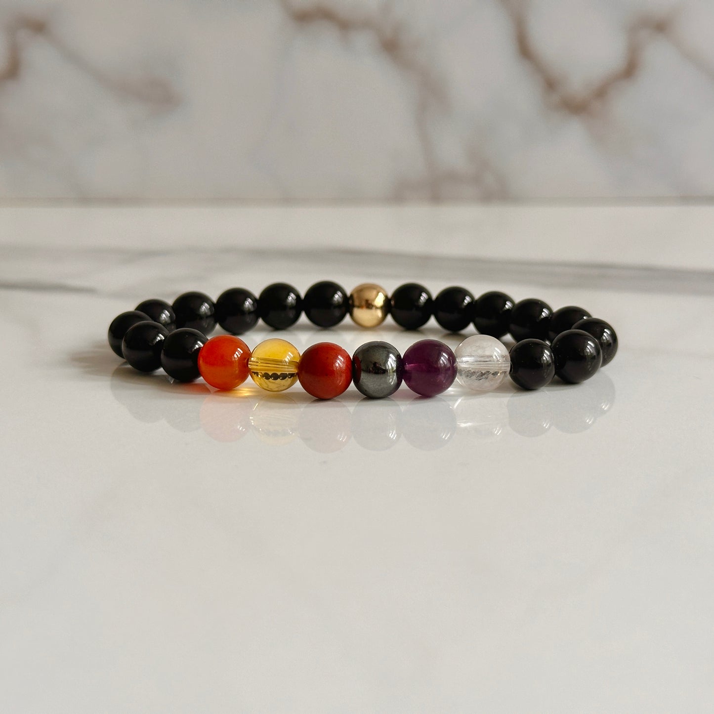 Close up of Aries birthstone bracelet