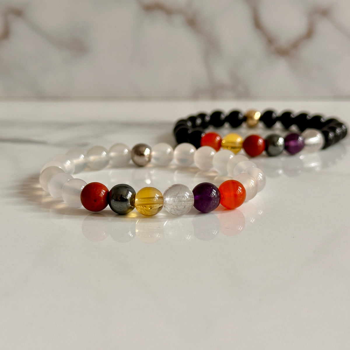 Aries zodiac bracelet with natural crystal beads