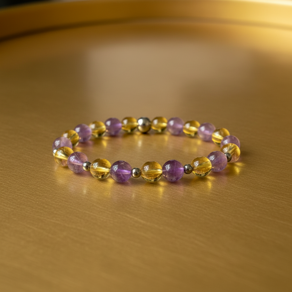 Aurora's Radiance Bracelet: Combination of Lavender Amethyst & Citrine