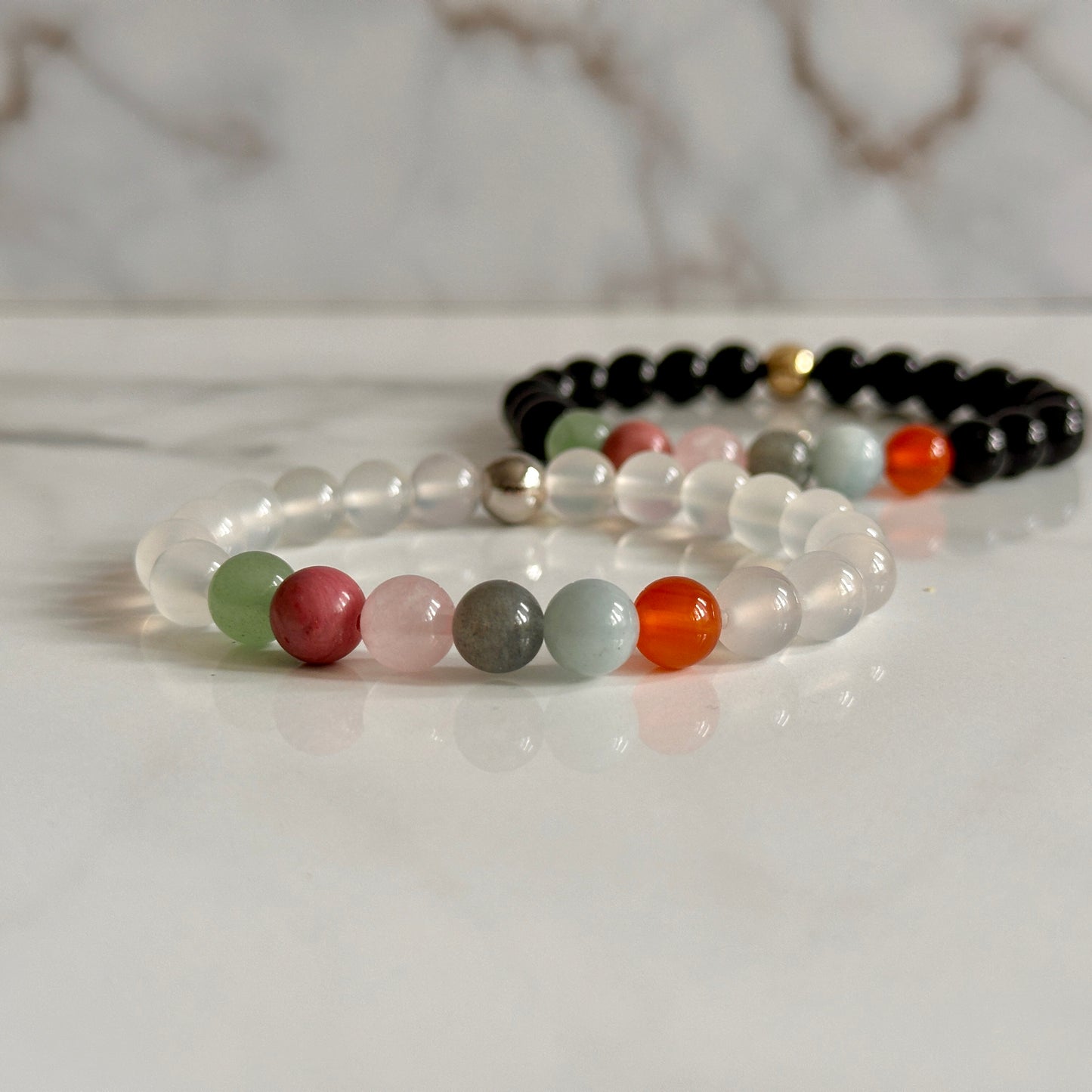 Cancer zodiac bracelet with natural crystal beads