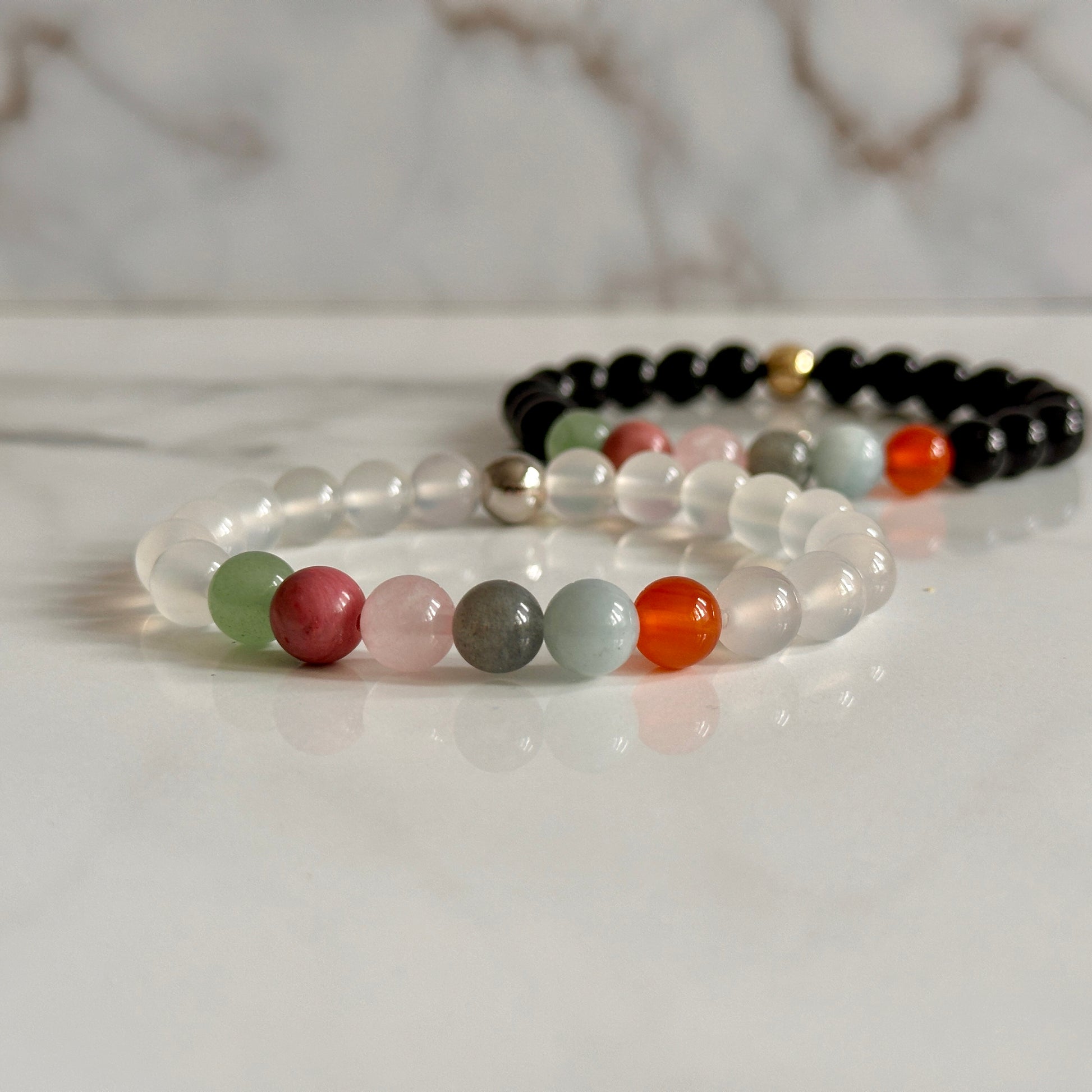 Cancer zodiac bracelet with natural crystal beads