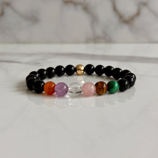 Close up of Capricorn birthstone bracelet