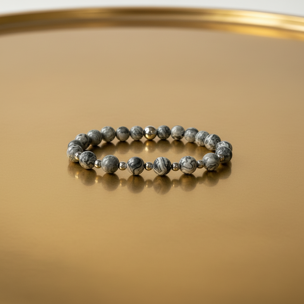 Natural Grey Jasper Bracelet for Her: Embrace Stability & Creativity