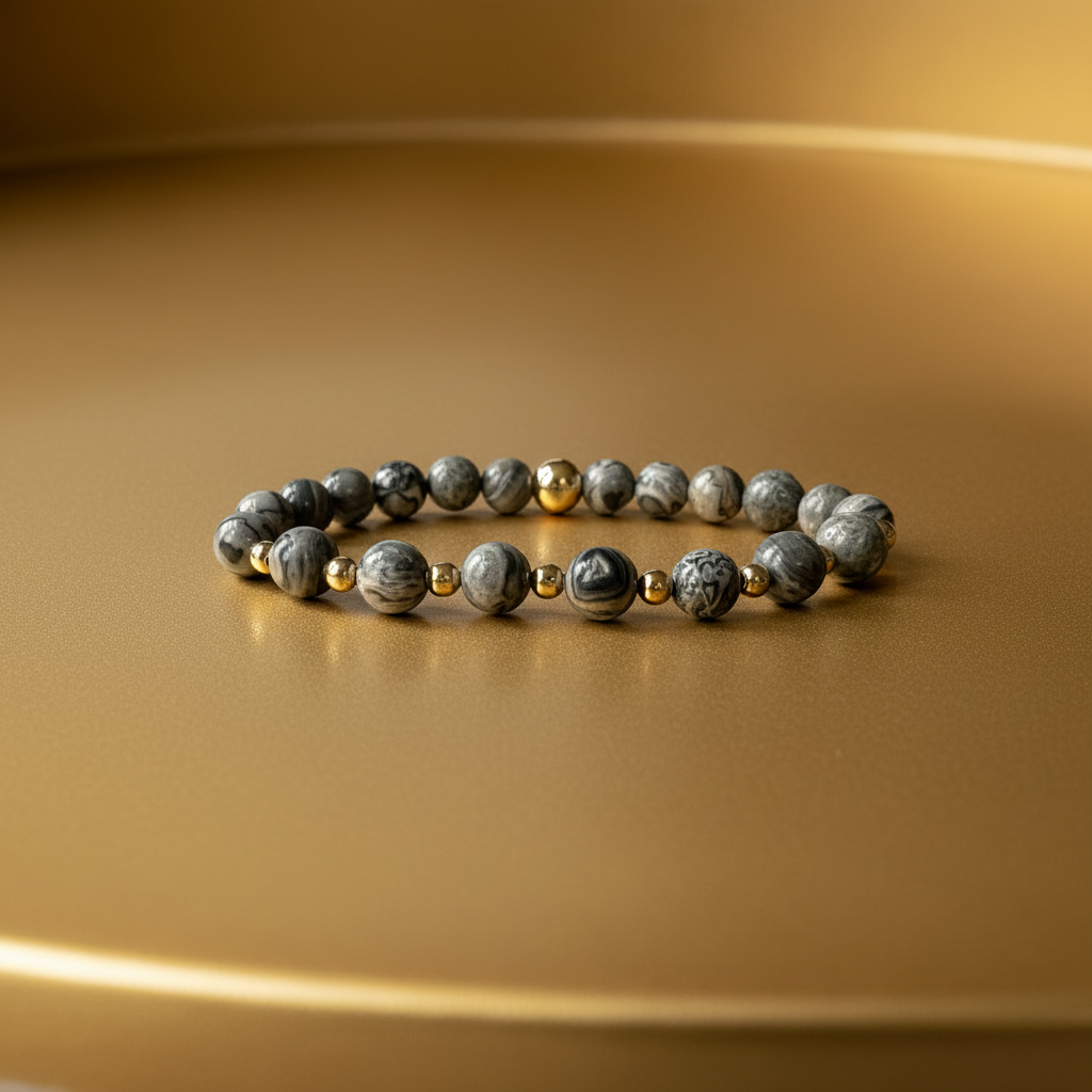 Natural Grey Jasper Bracelet for Her: Embrace Stability & Creativity