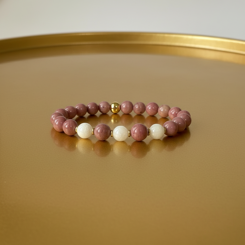 Natural Rose Rhodonite Bracelet for Her: Embrace Compassion & Healing