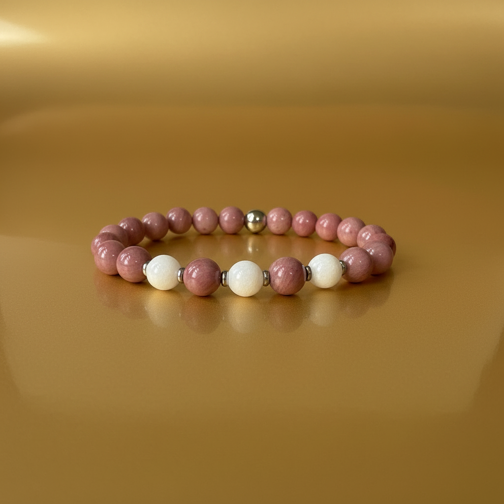 Natural Rose Rhodonite Bracelet for Her: Embrace Compassion & Healing