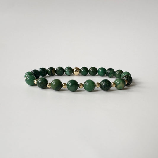 Elegance Natural Jade Bracelet with green jade gemstones, symbolizing protection, harmony, and positive energy.