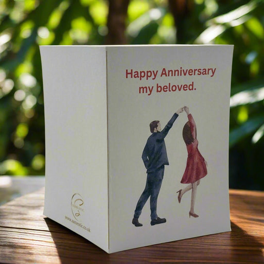 Elegant Anniversary Card with a timeless design, featuring a heartfelt message to celebrate love and commitment. Perfect for special occasions and gifting.