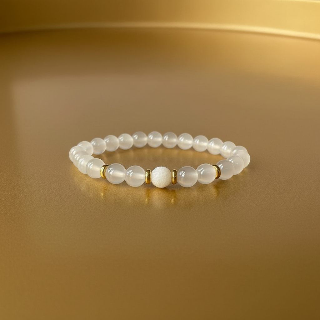 Natural White Agate Bracelet for Her: Harmony & Healing