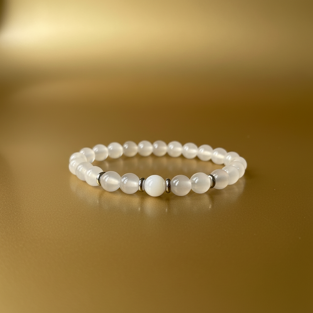 Natural White Agate Bracelet for Her: Harmony & Healing