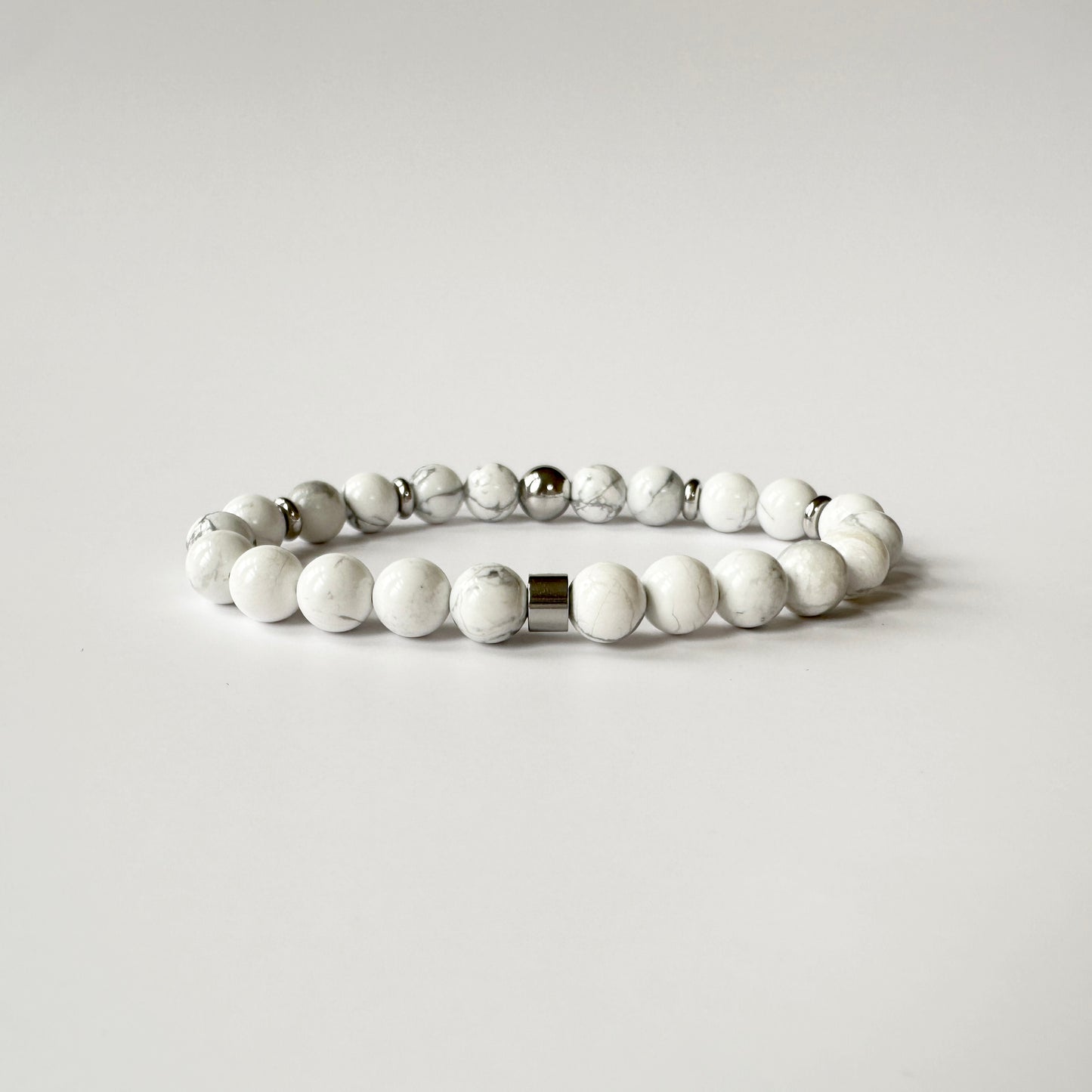 Exquisite Howlite Natural Gemstone Bracelet, symbolizing calm, clarity, and emotional balance with its soothing white tones.