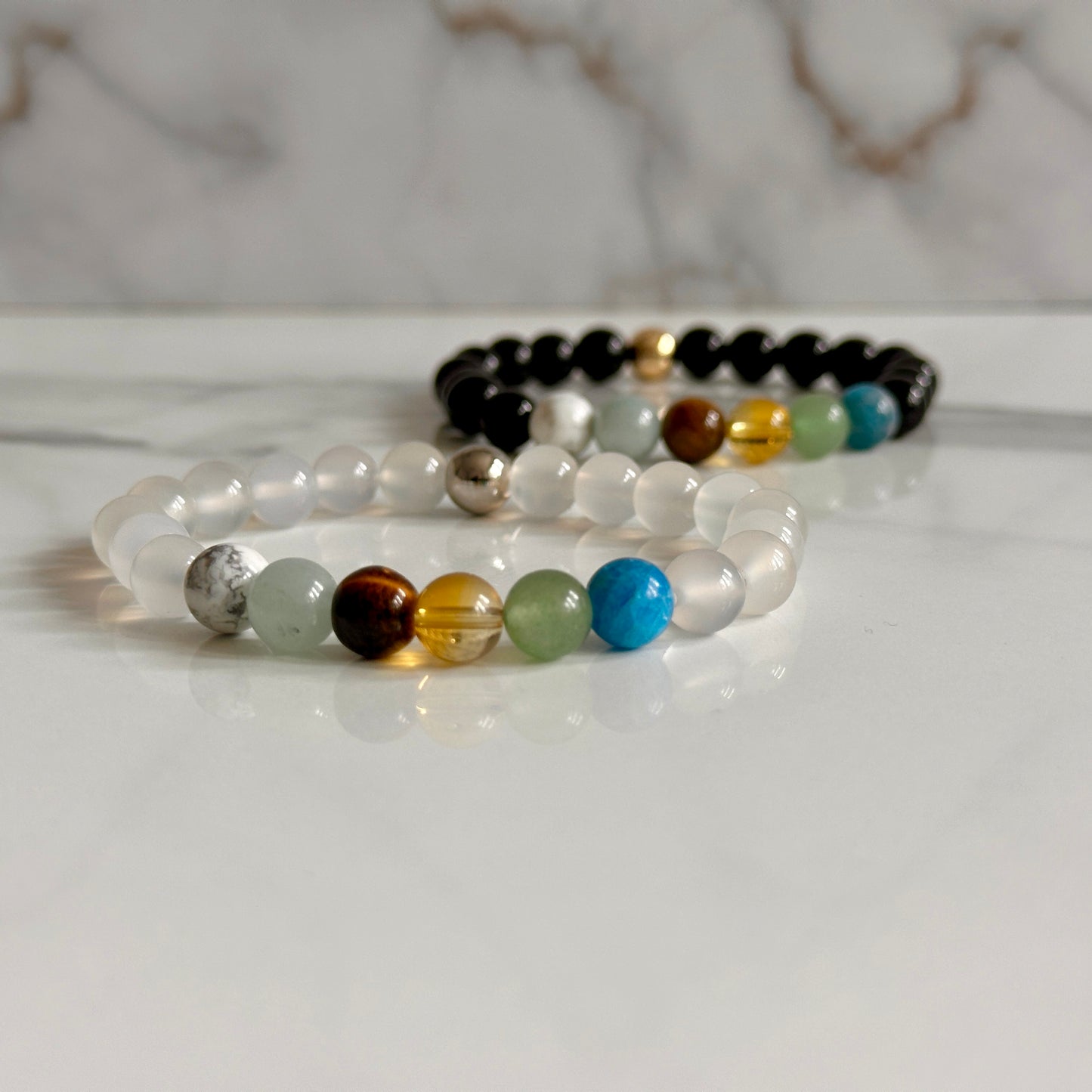 Gemini zodiac bracelet with natural crystal beads