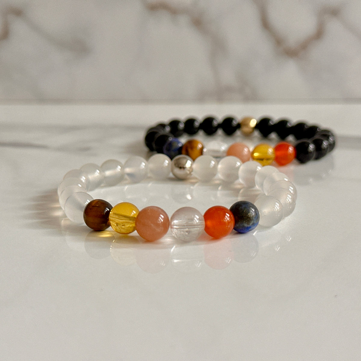 Leo zodiac bracelet with natural crystal beads